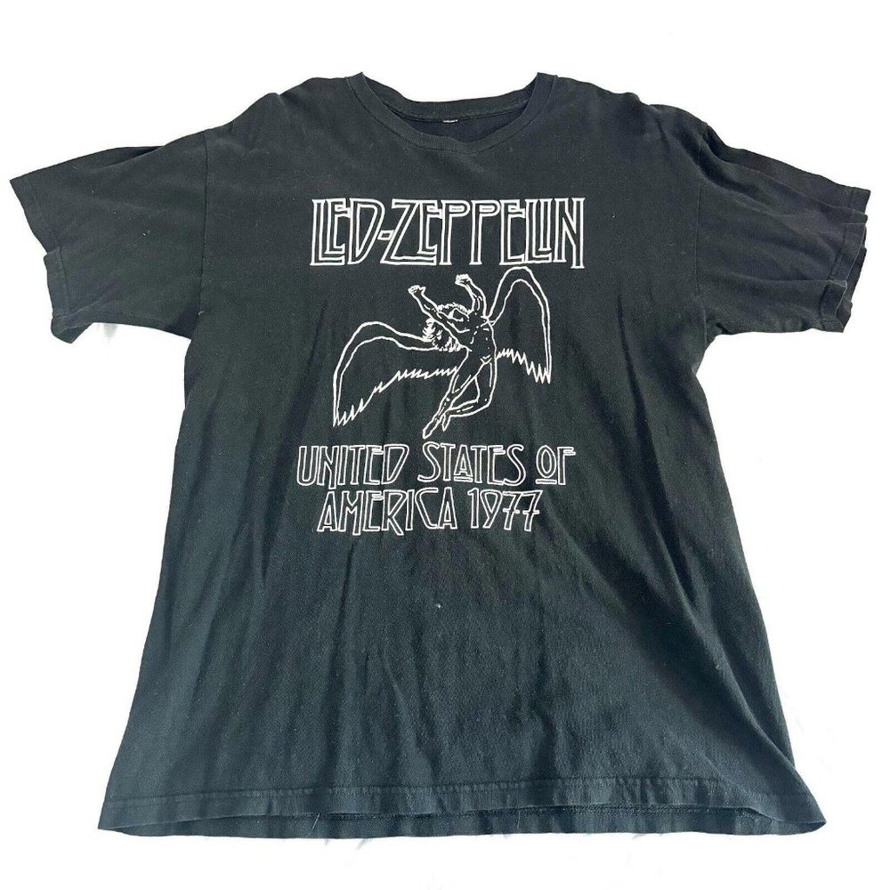 Led Zeppelin T-Shirt L Band Rock Tour Concert Unisex Black Shirt
